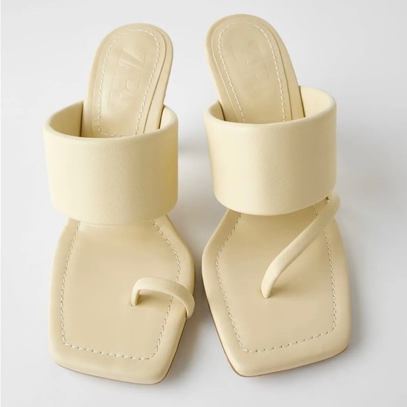 Zara Shoes - Zara Heeled Leather Sandal with Padded Strap